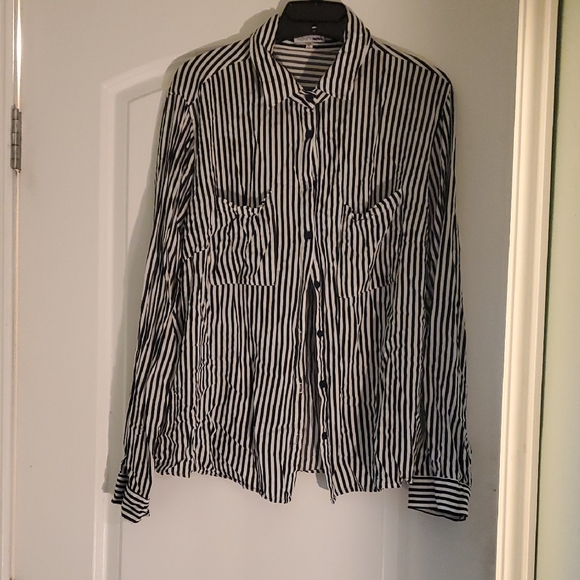 Fashion Nova Tops - Fashion Nova Black and White Striped Blouse